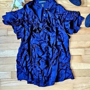 Elegant Navy Women's Button Down Shirt